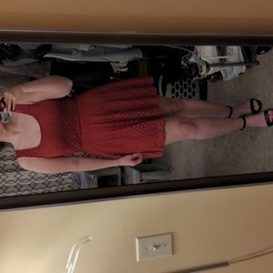 Red Dress Crochet Top Layer L